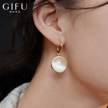 High-grade earrings earrings female sterling silver exaggerated temperament French retro Hong Kong style imitation cats eye stone earring ear jewelry