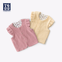 English Babe Girl Vest Spring and Autumn Thin Wear Baby Horse Clip Foreign Baby Vest Cotton Canter Cardigan