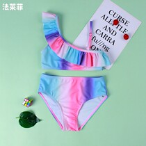 Ins baby baby girl baby mermaid suspender lace one-shoulder triangle siamese bikini split swimsuit 1-5 years old