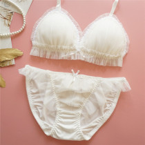 Day Series Sweet Bride bride Wedding Dress Press Pleat Triangle Cup Bra Suit Sexy White Yarn No Steel Ring Small Chest Underwear