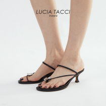 LUCIA TACCI(2021ss original designer) sexy open-toed sheepskin slipper womens sandals