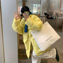 Autumn Winter Cotton Clothing Women Han Edition Loose ins Tide Jacket Large Pocket Medium Long student Thickened Cotton Padded Jacket Woman