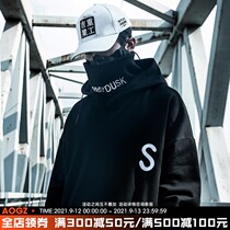 AOGZ national tide coat mens spring and autumn loose hip hop fashion brand ins lovers trend high neck hooded sweater tide