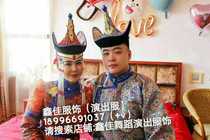 Male and female Mongolian heads adorned with 2020 new Mongolian head accessories Men and womens combined headwear National performance headwear