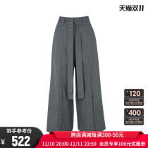 Each X other Grey Vertical Stripe Vintage Wide Leg Trousers Slouchy Wool Women's Suit Pants