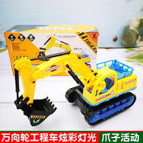 Childrens electric excavator toy boy flash music toy car electric universal engineering car excavator model
