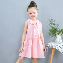 Girls dress Dress Summer Pink Princess Dresses Baby Girls Pure Cotton Vest Skirt Children Skirt Single Layer Thin