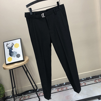 Suit pants mens straight tube wind ankle-length pants drop feel small trousers casual small feet Korean fashion slim suit pants