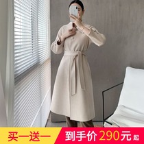 Buy one get one off-season wool coat double-sided wool woolen coat female Korean version long fashion high-end womens clothing