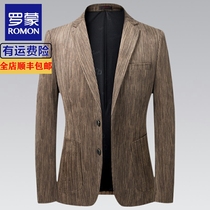 Romon corduroy suit man autumn winter striped leisure single suits jacket