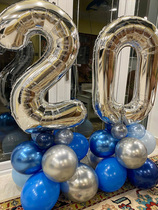 Digital aluminum film thickened balloon metal blue balloon column welcome wedding opening anniversary birthday decoration layout