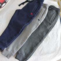 Autumn and Winter Childrens brushed stretch stretch cotton sweatpants for boys and boys fleece simple padded sports trousers