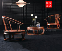 Hedgehog chair tea couple of three pieces combined solid wood mahowood furniture modern new Chinese circle chair casual chair