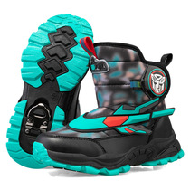 Northeast Winter New Transformers Glint Warm Children Short Drum Cotton Shoes Thickened Bottom Snowy Boots Boy Anti Slip