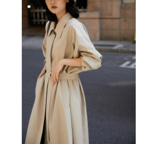 Rui Shifang Art Museum style retro French windbreaker womens long hanging straight tube waist shoulder jacket autumn f g