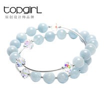 TOPPGIRL Original Natural Sea Blue Treasure Crystal Bracelet Women Sweet Jane about 925 silver ornaments Hand strings holiday gifts