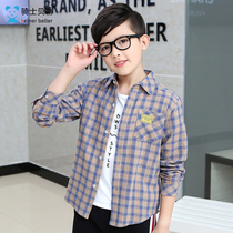 Childrens clothing 21 new boys plaid shirt long-sleeved spring and autumn childrens cotton plaid fashion shirt childrens top