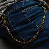 Anti-lost key chain Handmade retro pure brass cloth pants chain lion skeleton snake bone chain creative connection hook