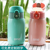 Thermos cup female cute portable childrens small primary school student water cup ins Harajuku style mini cup direct drinking pot