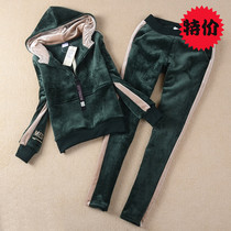 Velvet Suit Women Winter Dress Splicing Hoodie Thickening Warm Fashion Tide Casual Gushed Tracksuit sports clothes Two sets
