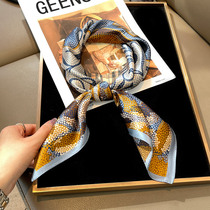 Real silk scarves small square towels 100 hitch 100% lap 100% mulberry silk autumn and winter style foreign air fashion European and American small scarlet mosaic
