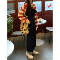 YouZIQI Grapefruit Ki Strap Trouser 2022 new Han edition Lax Straight Broad Leg Reduced Life Jeans