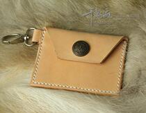 Leather card bag Simple card bag single-layer clamshell vegetable tanned cowhide handmade optional hand rope