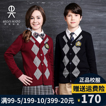 Eaton Gide Childrens Clothing College Wing Dingjian Pure Cotton Sweater Boy Sweater Girl Knitted Sweater
