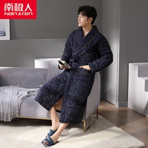 Autumn-winter mens sleepwear bathrobes Thickened Warm Pyjamas Pure Cotton Clip Cotton Long size Increase Code all-cotton bath Clothing men s