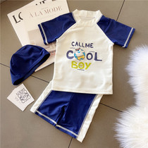 Korea childrens split sunscreen Boys  three-piece swimsuit Childrens swimming trunks Diving surf bathing suit