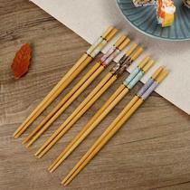 Nanzhu Long Bamboo Adult Chopsticks Home Mildew Resistant 5-10 Double dress Color Anti-slip bamboo Chopsticks Hotel Chopsticks