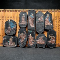 Ten monks set of ink Old object Wenfang four treasures Hui ink Anhui old ink ingot ink block ink strip pine smoke ink