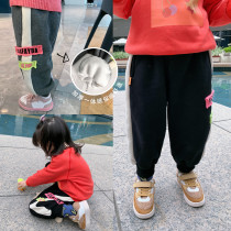 Fall in love with pretty girl girls sports pants 2020 new winter baby western style plus velvet thick pants childrens casual pants