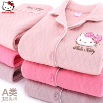 Kitty Cat Girls Pajamas Pure Cotton Padded Sets Spring Autumn Girls Winter Padded Medium Large Infant Kids Home Clothing