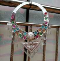 Minority clothing hat accessories collar Miao silver headdress with ornaments photography props folk dance necklace