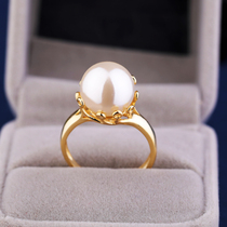 S925 pure silver ring empty toting with green pine stone amber honey wax pearl ring to women 11 12 13 round beads