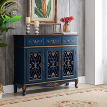 American Countryside Solid Wood Color Painted Large Capacity Shoe Cabinet Retro Dining Side Cabinet Containing Door Hall Lockers Doorway Xuanguancabinet