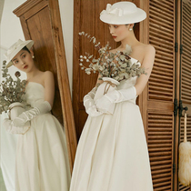 Tapered satin light wedding dress 2021 new bride minimalist vintage French Mori Super fairy out yarn dress summer