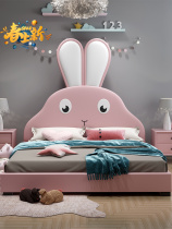 Childrens bed girl princess bed 1 5 m adolescent girl dream castle single bed net red rabbit bed Nordic daughter house