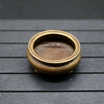 Pure copper Mini small incense stove copper pendulum with simple three-foot round belly One-box fragrant copper-scented stove round copper incense stove incense stove