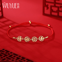 925 sterling silver peace joy bracelet female red rope