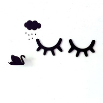 ins classic wooden eyelash wall stickers Nordic wall stickers creative solid wood childrens room creative decorative wall stickers