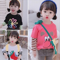Girl Long Sleeve T-shirt Children Pure Cotton Blouse 2020 Spring Cute Ocean Qi Boomer Baby Spring Summer Dress Undershirt