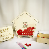 Wooden house wedding ceremony birthday event wedding fingerprint sign-in this roster book custom creative photo frame