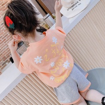 2020 new childrens little daisy girls summer suit Korean childrens net red baby short-sleeved two-piece Western style