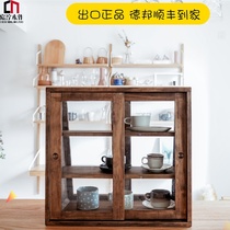 New pure solid wood desktop storage cabinet cupboard Glass door restaurant locker display cabinet display cabinet conditioning cabinet