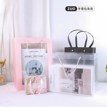 ZUO packing box handbag black and white simple paper bag window pvc aromatherapy candle gift bag upscale gift bag