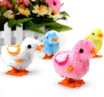 Chain clockwork chicken stall hot selling toy plush chicken plush small toy winding toy