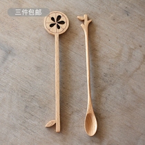 Japanese-style creative coffee mixing spoon Lemon leaf shape simple mixing spoon Natural wood honey mixing stick