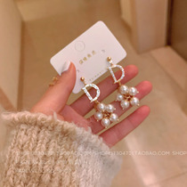 Socialite light luxury zircon earrings female senior earrings Korean temperament Net red long earrings 2021 New Tide